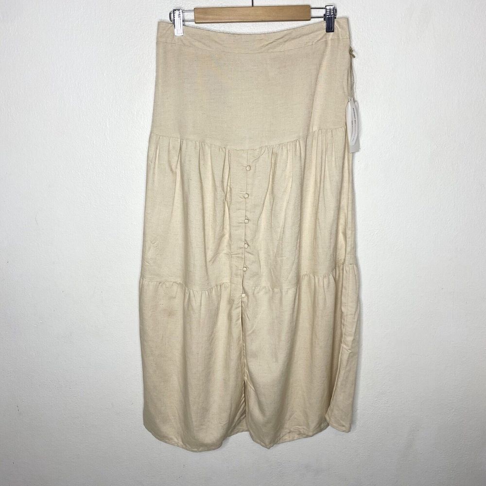 Cream Tiered Button-Front Women's Skirt